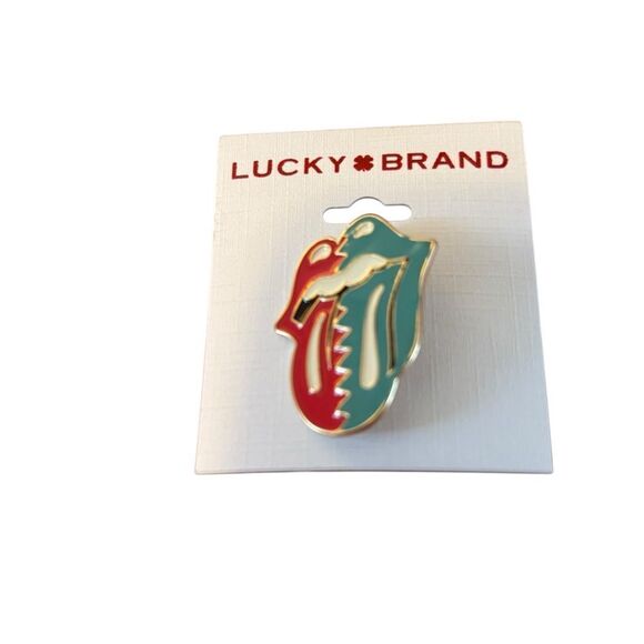 Lucky Brand Jewelry - Two-Tone Rolling Stones Unisex Emblem Pin.